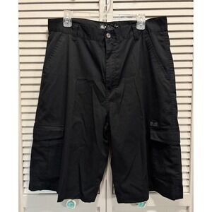 Vtg Red Ape Y2K‎ Cargo Pockets Shorts Logo Size 36 High Rise Black Hip Hop 90s